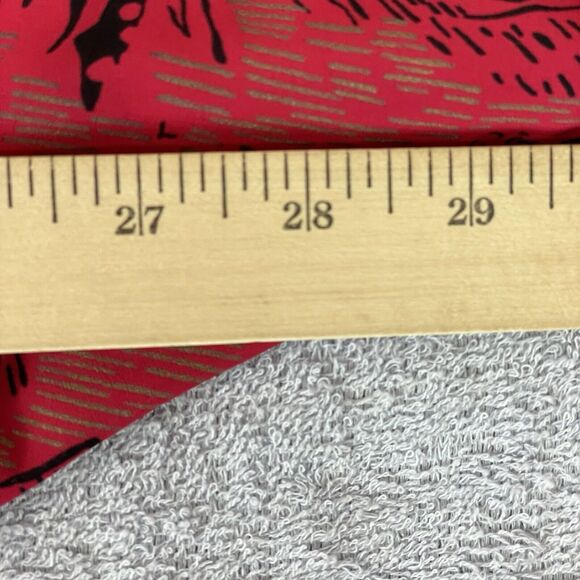 On The Rocks Vintage Dress Women's 11/12 Red Black Gold Floral Print 80s Pockets - Picture 13 of 15